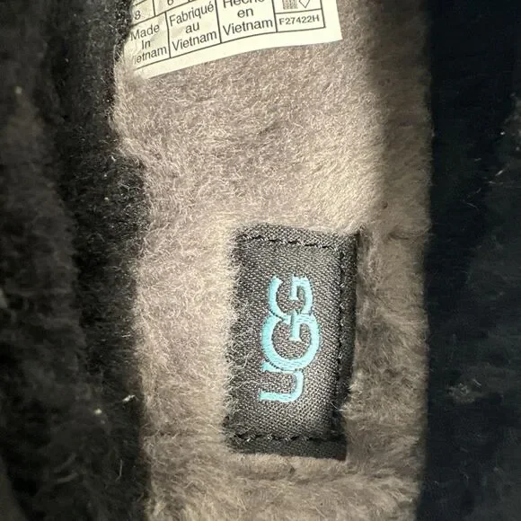 Ugg Tazz Maxi Tasman Slippers Women's 8 Black & Blue Shearling Platform Fleece - Picture 13 of 16